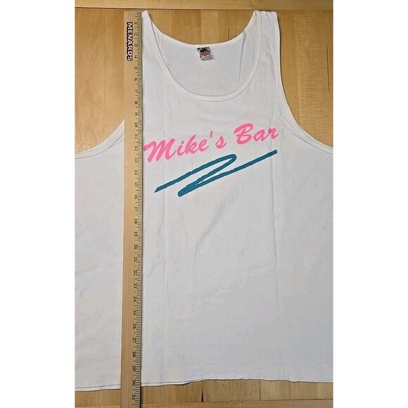 VTG Mike's Bar Single Stitch Tank Top Adult Size XL Neon Fruit of the Loom - Picture 6 of 11